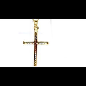 SHINE BY LEONRICH
10K Tricolor Gold Cross Pendant 14k Gold Filled Chain